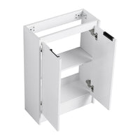 23" Freestanding Bathroom Vanity With Sink, Soft Close Doors Glossy White Bathroom Modern Plywood