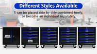 6 Drawers Multifunctional Tool Cart With Wheels Black Blue Black Blue Steel