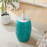 Ruby 12" Side Table Teal Teal Ceramic Tile Iron