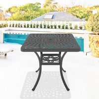 L30.71*W30.71 Inch Cast Aluminum Patio Dining Table With Black Frame And Umbrella Hole Dining Set Black Rust Resistant Frame Garden & Outdoor Complete Patio Sets Aluminium