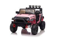 24V Power 4 Wheels W Remote Control, 3 Speeds, Bluetooth Music, Led Lights, Spring Suspension, Electric Vehicles Jeeps Toy For Boys Girls Pink Abs