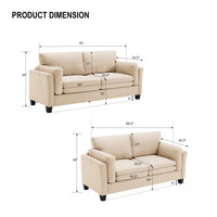 Oversized Modern 2 Piece Sofa Set Couch And Loveseat Set 2 3 Seater Sofa Set, Living Room Set, Loveseat & 3 Seater Couch, Khaki Khaki Primary Living Space Fabric 5 Seat