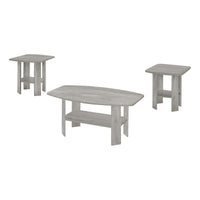 Table Set, 3Pcs Set, Coffee, End, Side, Accent, Living Room, Grey Laminate, Transitional Grey Particle Board