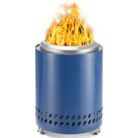 Smokeless Fire Pit, 304 Stainless Steel Tabletop Firepit Wood Pellets Burning Fire Pits For Camping, Bonfire, Low Smoke Portable Firepits For Outdoor Patio Backyard Blue Steel