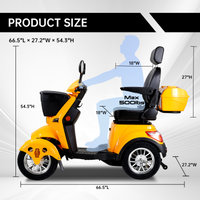 Xl3D4L Electric Mobility Recreational Travel Scooter For Adults,Mobility Scooters For Seniors, 4 Wheel Powered Mobility Scooters Yellow Abs Pc Abs Pc