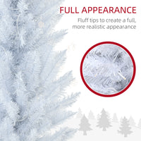 Homcom 6' Tall Pre Lit Slim Noble Fir Artificial Christmas Tree With 200 Warm White Led Lights And 390 Tips, For Christmas Decoration, White White Plastic