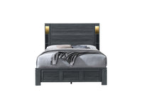 Aya Dark Grey Queen Bed Dark Gray Solid Wood Mdf