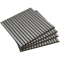 Homcom 4 Pack 3D Faux Wood Wall Panels, 24" X 24" Sound Absorbing Acoustic Panels, Wood Slat Wall Panels For Interior Wall Decor, Ceiling, Gray Gray Mdf
