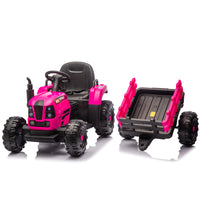 Ride On Tractor With Trailer,24V 400W Powered Electric Tractor Toy W Remote Control,Electric Car For Kids,Three Speed Adjustable,Power Display, Usb,Mp3 ,Bluetooth,Led Light,Two Point Safety Belt. Rose Pink 50 99 Lbs Polypropylene