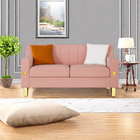 Fx P85 2S Pk 2 Seats Sofa Luxury Pink Velvet Loveseat Sofa With Gold Accents Modern 3 Seat Couch With Plush Cushions, Perfect For Living Room And Office Decor Temu Suitable Pink Velvet