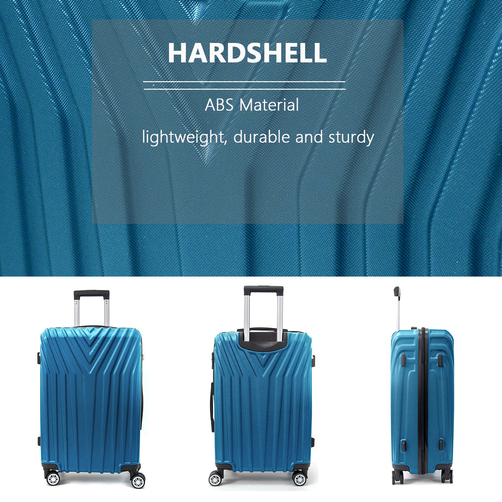 Abs Hard Shell 3 Piece Luggage Set 20 24 28 With 360 Rotating Wheel And Tsa Lock Men And Women Ideal For Business Trips And Family Getaways Dark Blue Abs