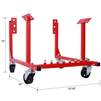 Engine Cradle With Wheels Chevy Small Block And Big Block ,Powder Coat 3In Heavy Duty Steel Construction Wheels 1000 Lbs Capacity Storage Hardware Included Easy Assembly Red Steel