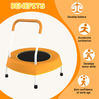 Toddler Trampoline For Kids 1 Year Plus With Handle, Baby Gifts For Boys And Girls, Indoor And Outdoor Orange Metal