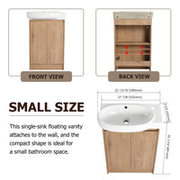 23" Freestanding Bathroom Vanity With Sink, Soft Close Doors Imitative Oak Bathroom Modern Plywood