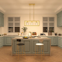 3 Light Kitchen Island Rectangle Chandelier Antique Brass Ceiling Lights Steel Metal
