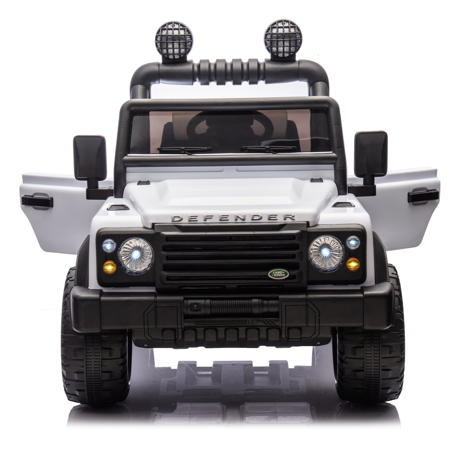 Licensed 2015 Land Rover Defender 90,24V Kids Ride On Xxl Car W Parents Control,2Wd,Four Wheel Suspension,Bluetooth,Mp3,Music,Power Display,Led Lights,Speeds 1.86 3.11Mph For Kids 3 7. White Polypropylene