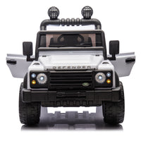 Licensed 2015 Land Rover Defender 90,24V Kids Ride On Xxl Car W Parents Control,2Wd,Four Wheel Suspension,Bluetooth,Mp3,Music,Power Display,Led Lights,Speeds 1.86 3.11Mph For Kids 3 7. White Polypropylene
