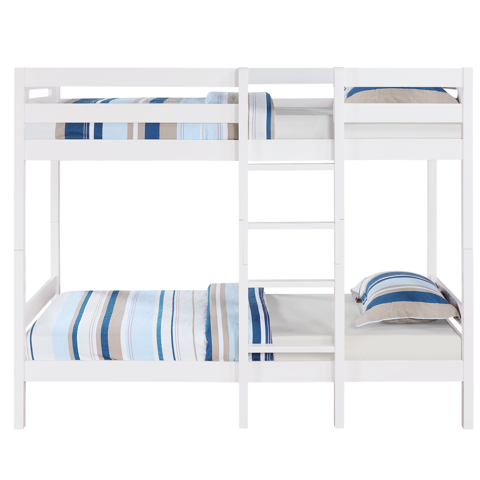 White Twin Twin Bunk Bed With Ladder White Bedroom Wood