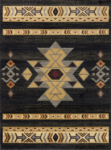 Tribes Gc Yls4004 Black 7 Ft. 10 In. X 10 Ft. 3 In. Southwest Area Rug Black Polypropylene