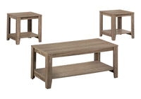Table Set, 3Pcs Set, Coffee, End, Side, Accent, Living Room, Brown Laminate, Transitional Taupe Particle Board