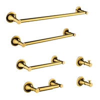 6 Piece Brass Bathroom Towel Rack Set Wall Mount Gold Brass