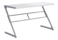 Computer Desk, Home Office, Laptop, 48"L, Work, White Laminate, Grey Metal, Contemporary, Modern White Mdf