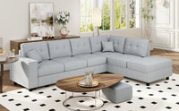 109.2''L Shaped Modular Sectional Sofa With Removable Back Cushions And 2 Pillows, Suitable For Living Rooms, Offices, And Apartments Light Gray Polyester 5 Seat