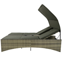 Patio Daybed Outdoor Daybed Outdoor Rattan Sun Lounger With Shelter Roof With Adjustable Backrest, Storage Box And 2 Cup Holders For Patio, Balcony, Poolside,Grey Yes Grey Seats 2 Water Resistant Frame Water Resistant Cushion Garden & Outdoor Sectional