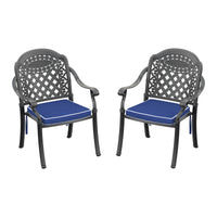 Cast Aluminum Patio Dining Chair 2Pcs With Black Frame And Cushions In Random Colors Yes Dining Set Black Rust Resistant Frame Water Resistant Cushion Garden & Outdoor Complete Patio Sets Aluminium