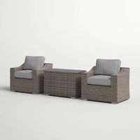 Chic Rattan Wicker Fully Assembled 2 Person Seating Group With Plush Cushions Ideal For Cozy Outdoor Gatherings Grey,Grey Mix Wicker