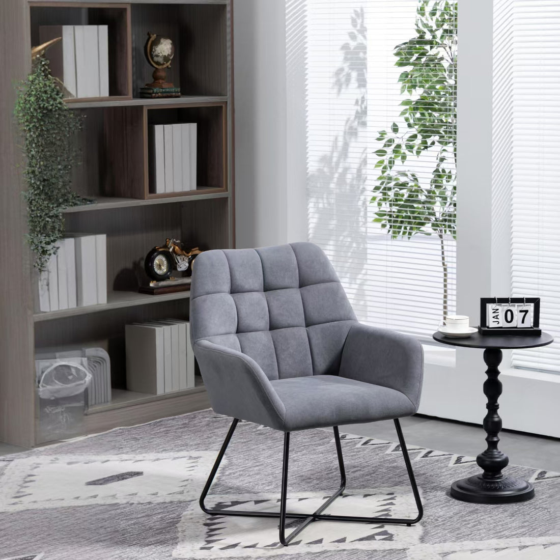 Modern Velvet Desk Chair Swirl Office Chair With Adjustable Foot Nails,Comfy Computer Task Chair Metal Legs Upholstered Accent Arm Chair For Living Room Bedroom Small Spaces Home Office,Grey Grey Foam Velvet