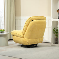 360 Swivel Recliner Adjustable Chair Chenille Glider Swivel Reclining Sofa Chair With Black Metal Round Base Yellow Yellow Foam Upholstered