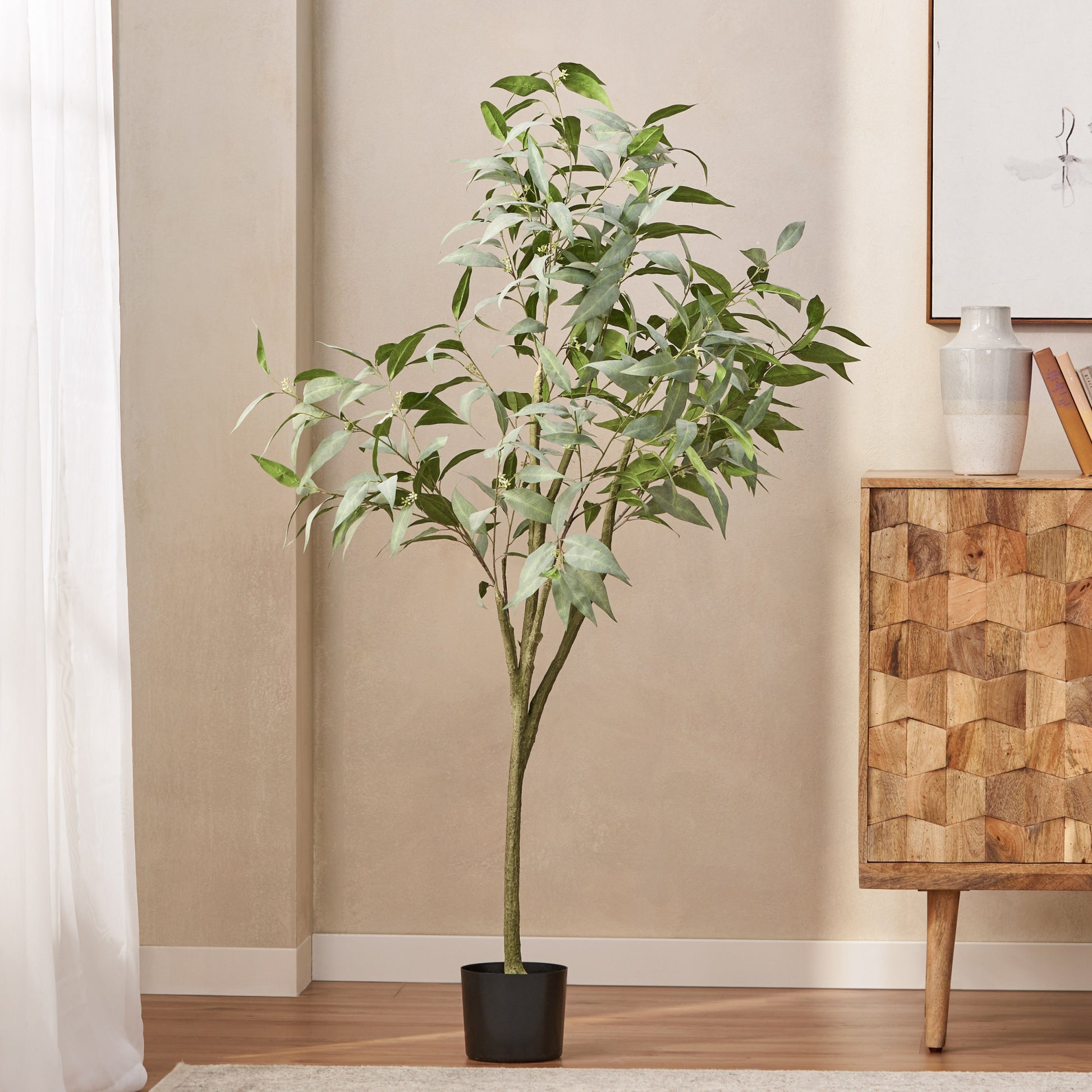 160Cm Artificial Eucalyptus Leaves Bonsai Green Plastic