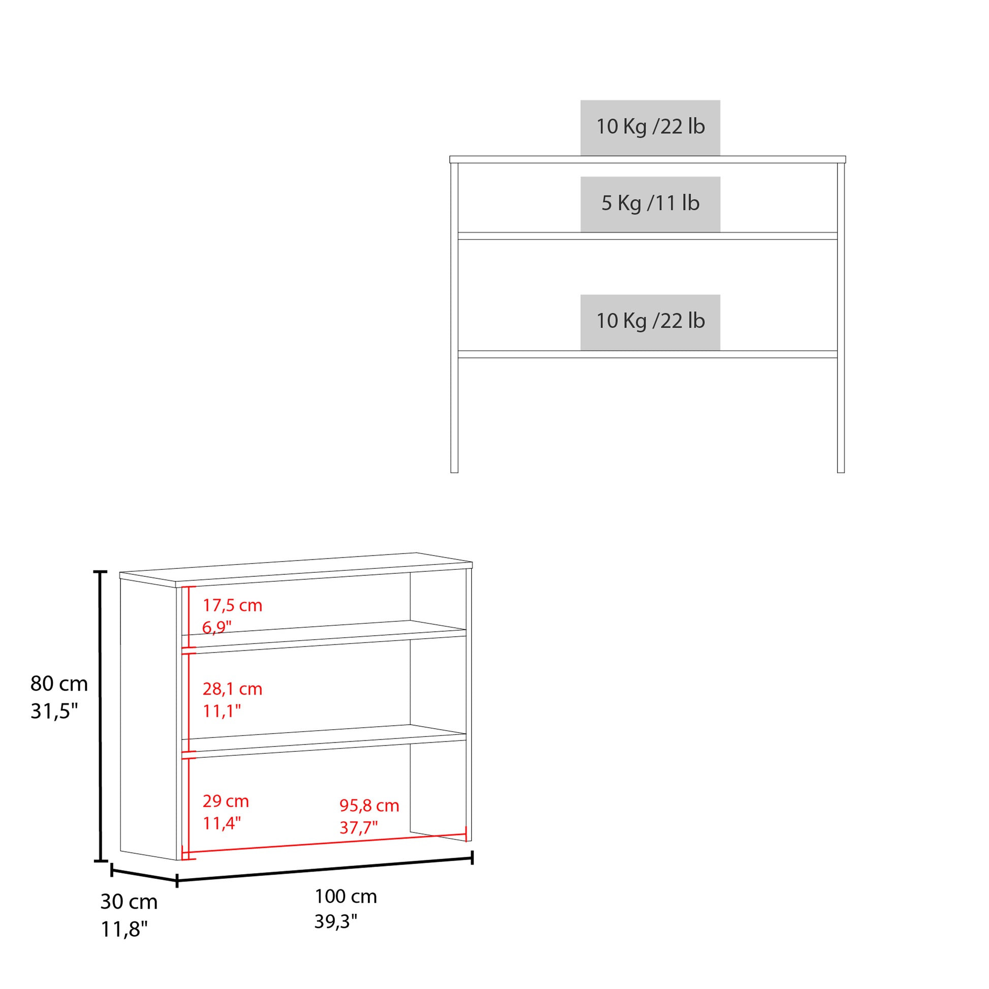 Being 39" Wide 2 Tier Shelf Narrow Console Table, Entryway Table White Computer Desk Office Modern Freestanding Rectangular Open Storage Computer Tables Rectangular Particle Board