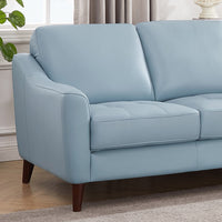 Ersa Leather Loveseat Blue Memory Foam Genuine Leather