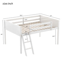 Full Size Wood Low Loft Bed With Ladder, Ladder Can Be Placed On The Left Or Right, White Oid Sku: Gx000366Aak Box Spring Not Required Full White Wood Bedroom Solid Wood Mdf