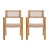 Braided Dining Chair Light Brown Light Brown,Teak Acacia Wood,Rope