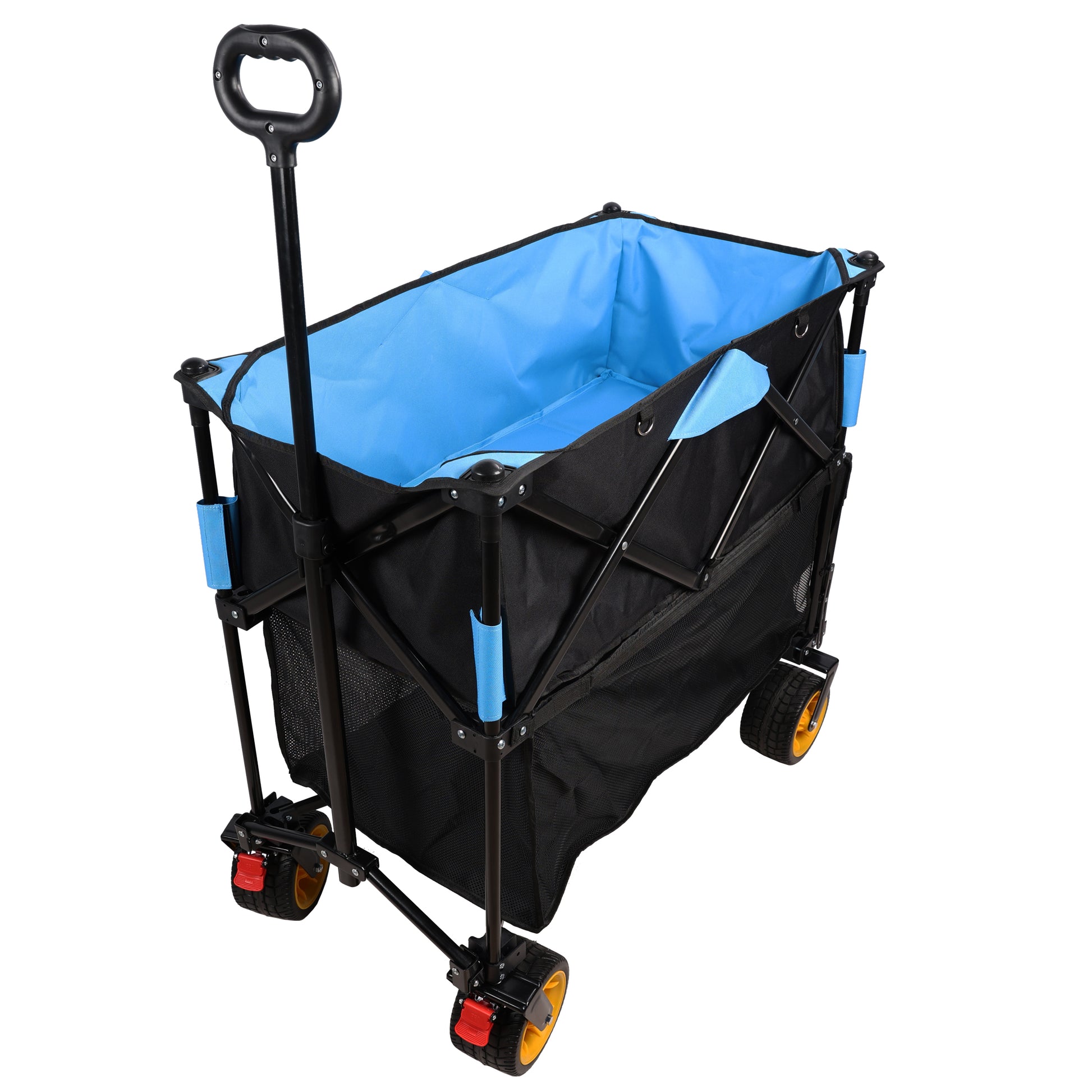 Big Large Capacity Folding Cart Extra Long Extender Wagon Cart Folding Wagon Garden Shopping Beach Cart Black Blue Black Garden & Outdoor Iron,Oxford Fabric