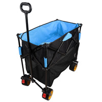 Big Large Capacity Folding Cart Extra Long Extender Wagon Cart Folding Wagon Garden Shopping Beach Cart Black Blue Black Garden & Outdoor Iron,Oxford Fabric