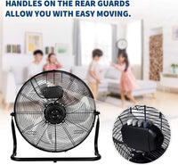 20 Inch 3 Speed High Velocity Heavy Duty Metal Industrial Floor Fans Oscillating Quiet For Home, Commercial, Residential, And Greenhouse Use, Outdoor Indoor, Black Black Aluminium