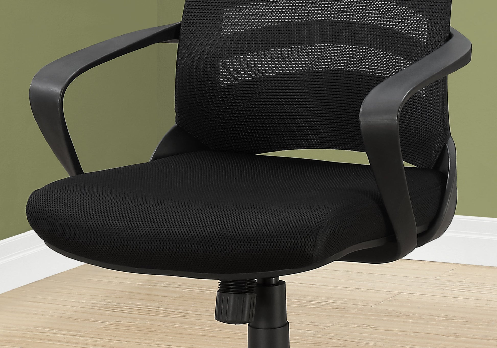 Office Chair, Adjustable Height, Swivel, Ergonomic, Armrests, Computer Desk, Work, Black Mesh, Black Metal, Contemporary, Modern Black Foam Polyester