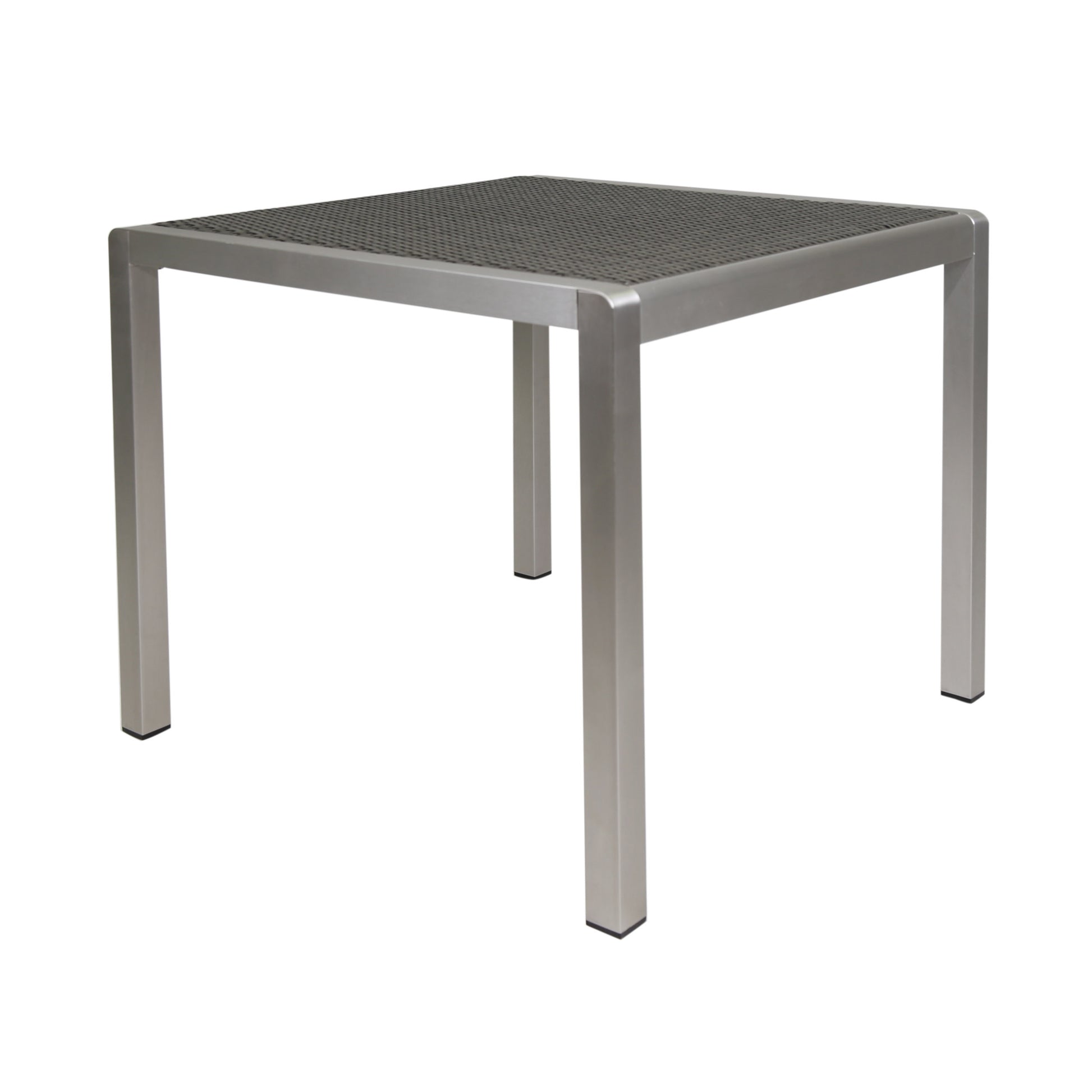 Outdoor Dining Table Anodized Aluminum Wicker Table Top Square Silver And Gray 35" Grey Aluminium