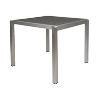 Outdoor Dining Table Anodized Aluminum Wicker Table Top Square Silver And Gray 35" Grey Aluminium