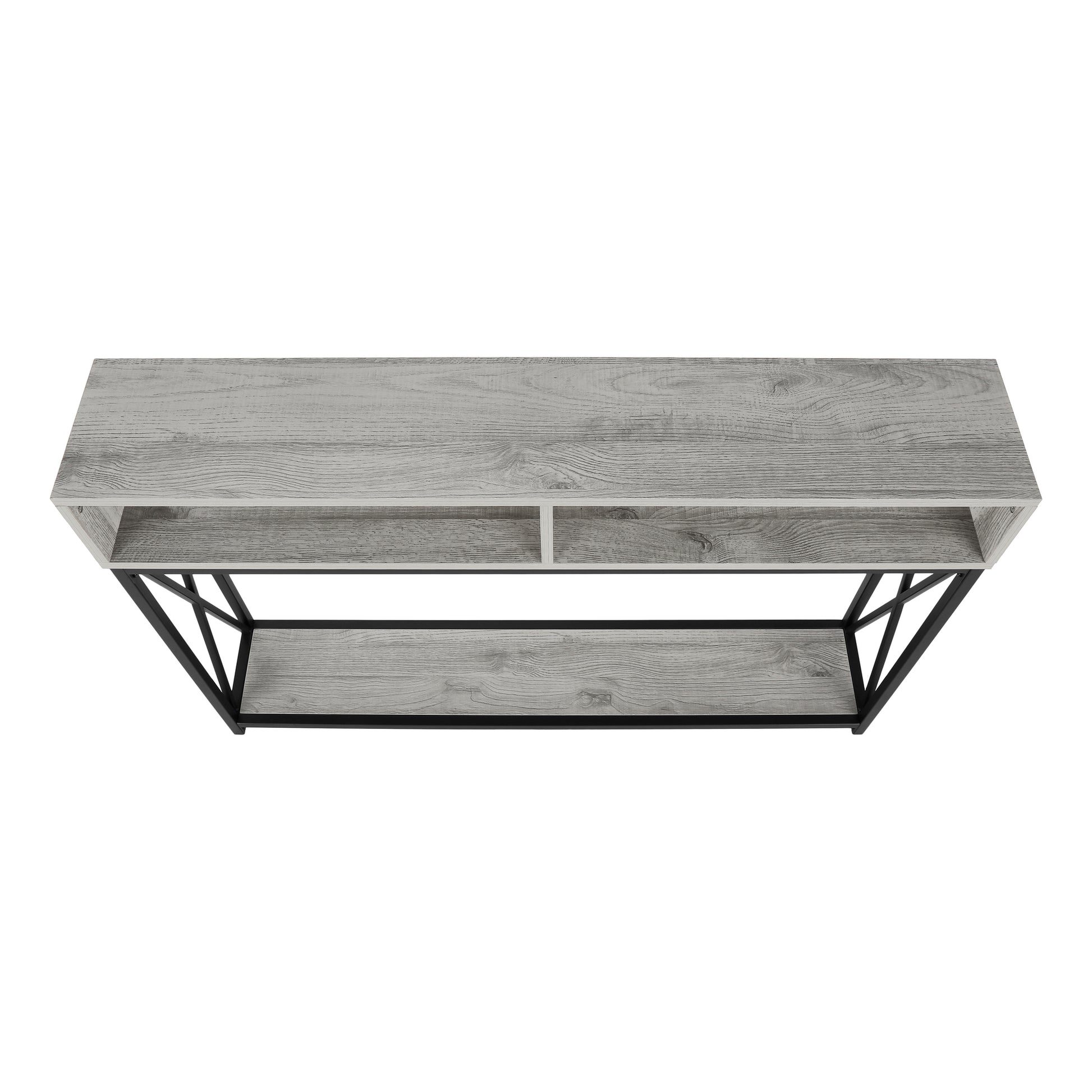 Accent Table, Console, Entryway, Narrow, Sofa, Living Room, Bedroom, Grey Laminate, Black Metal, Contemporary, Modern Grey Metal