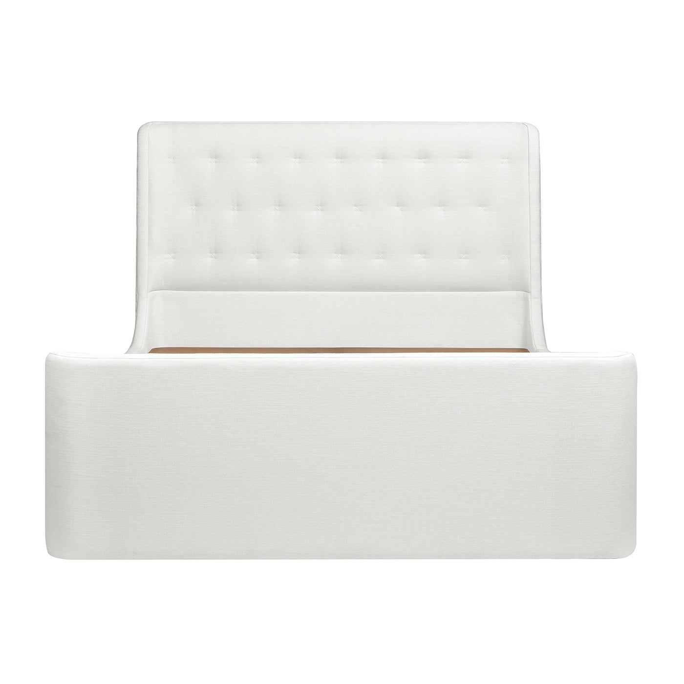 Brooks Contemporary Tufted Shelter Platform Bed, Queen, Antique White Polyester Box Spring Not Required Queen Antique White Wood Foam Polyester Polyester