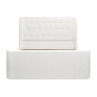 Brooks Contemporary Tufted Shelter Platform Bed, Queen, Antique White Polyester Box Spring Not Required Queen Antique White Wood Foam Polyester Polyester