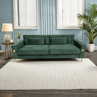 Fx P18 Rg2 Sofa Luxury Emerald Green Velvet Sofa With Gold Accents Modern 3 Seat Couch With Plush Cushions, Perfect For Living Room And Office Decor Retro Green Velvet 2 Seat