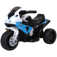 Aosom 6V Kids Motorcycle Licensed Bmw, Toddler Motorcycle With Headlight, Music, 3 Wheeled Electric Motorcycle For Kids, Gift For Boys & Girls, Blue Blue Plastic