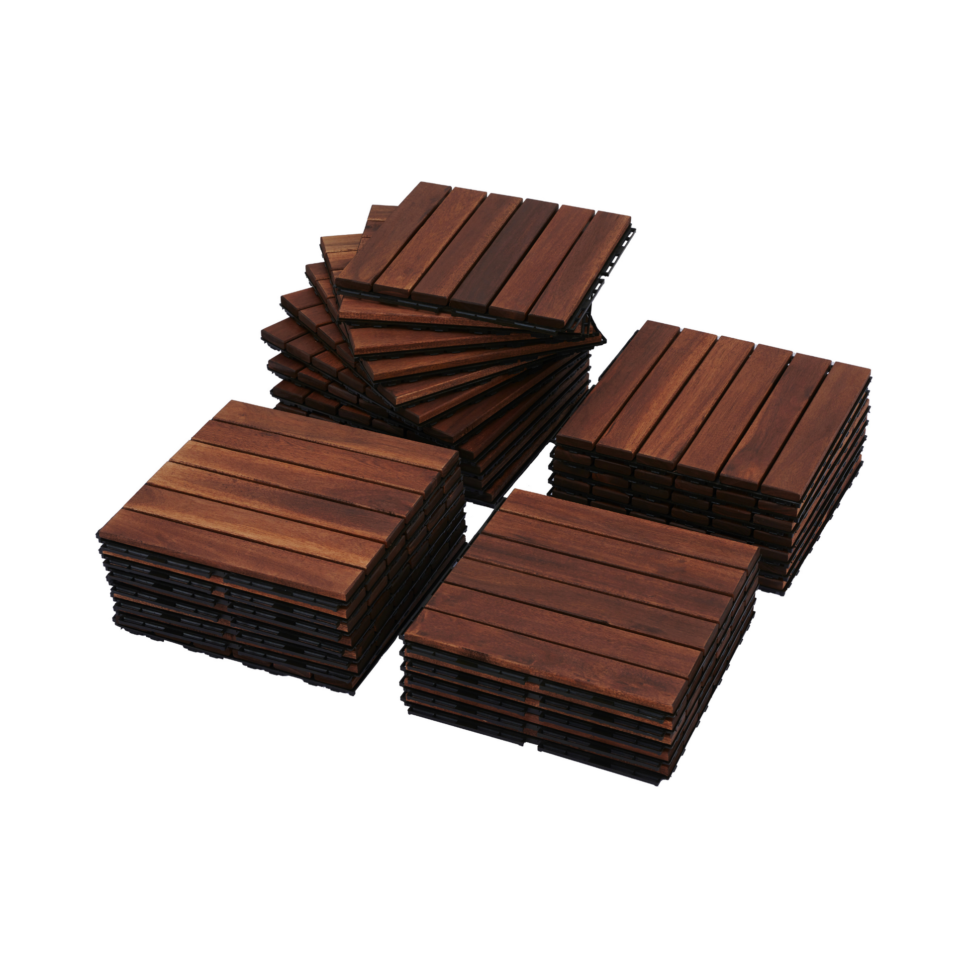 10 Pcs Interlocking Deck Tiles Striped Pattern, 12" X 12" Square Acacia Hardwood Outdoor Flooring For Patio, Bancony, Pool Side,.. Brown Garden & Outdoor American Design,American Traditional,Antique Solid Wood