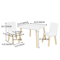 Kids Table And 2 Chairs Set, 3 Pieces Toddler Table And Chair Set, Wooden Activity Play Table Set White White Solid Wood Mdf